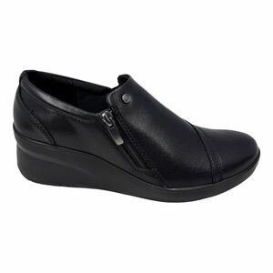 Clarks Women's Collection Suttyn Zip Shoes Black Leather Size 8M